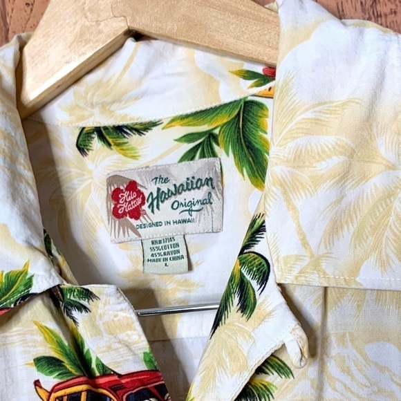 Hilo Hattie Hawaiian Shirt Woodie Car & Palm Tree Print – Size Large - Picture 5 of 9